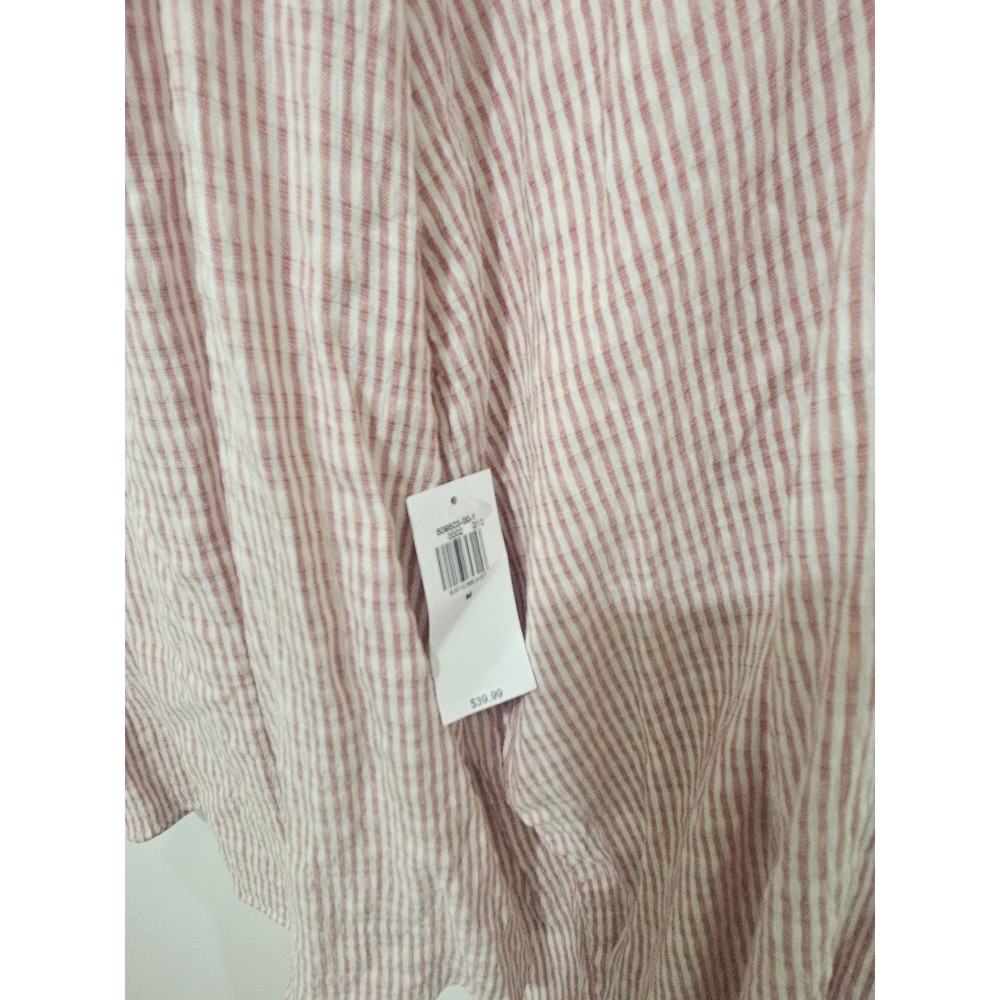 Old Navy Womens Red‎ White Striped Ruffle Neck Long Sleeve Blouse Top Medium NWT - Picture 3 of 5